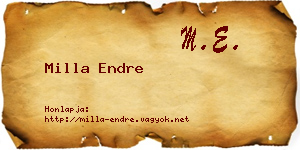 Milla Endre névjegykártya